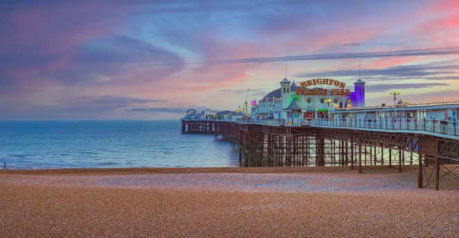 Brighton Pier, UK  during sunset